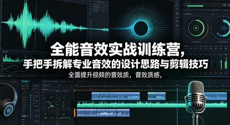 全能音效实战训练营，手把手拆解专业音效的设计思路与剪辑技巧，全面提升视频的音效质感-云网创