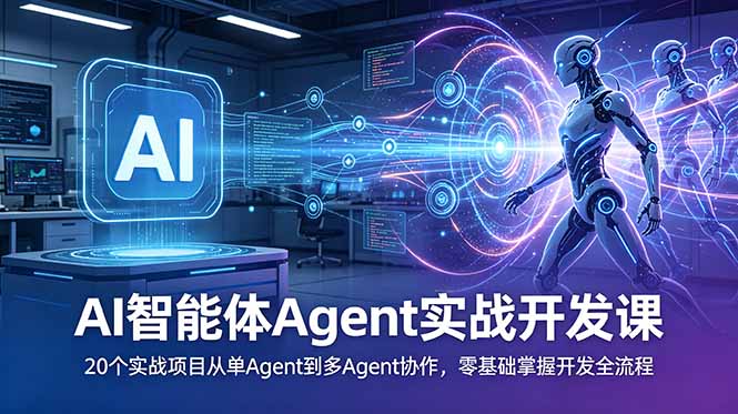 AI智能体Agent实战开发课：20个实战项目从单Agent到多Agent协作，零基础掌握开发全流程-云网创