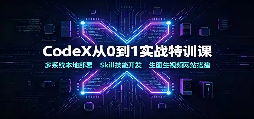 CodeX从0到1实战特训课：多系统本地部署，Skill技能开发，生图生视频网站搭建-云网创