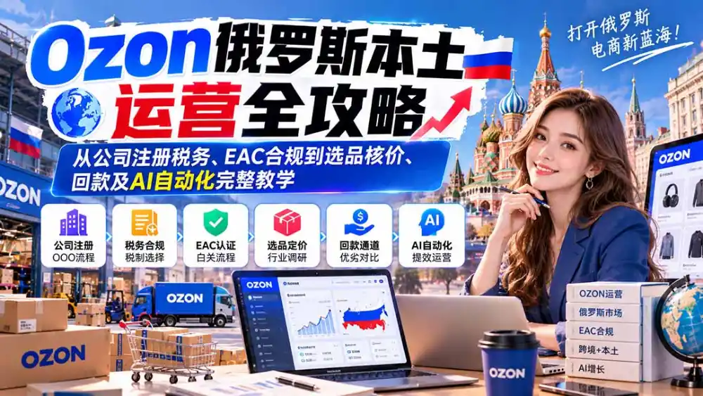 Ozon俄罗斯本土运营全攻略:从公司注册税务、EAC合规到选品核价、回款及AI自动化完整教学-云网创
