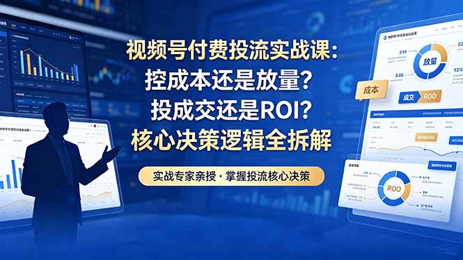 视频号付费投流实战课-5月：控成本还是放量？投成交还是ROI？核心决策逻辑全拆解-云网创