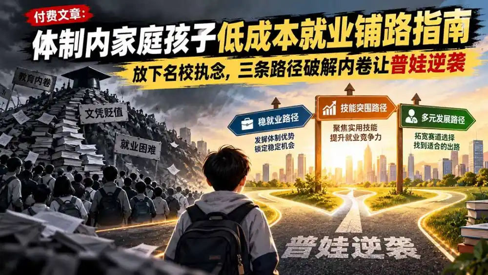 付费文章:体制内家庭孩子低成本就业铺路指南,放下名校执念,三条路径破解内卷让普娃逆袭-云网创