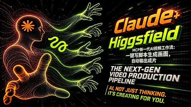 Claude+Higgsfield MCP新一代AI视频工作流：一键写脚本生成画面，自动输出成片-云网创