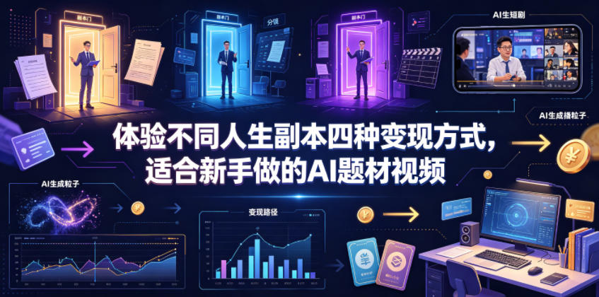 体验不同人生副本四种变现方式，适合新手做的AI题材视频-云网创