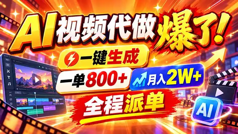 2026年底新赛道,AI视频代做一单800+,小白可做,告别打工-云网创