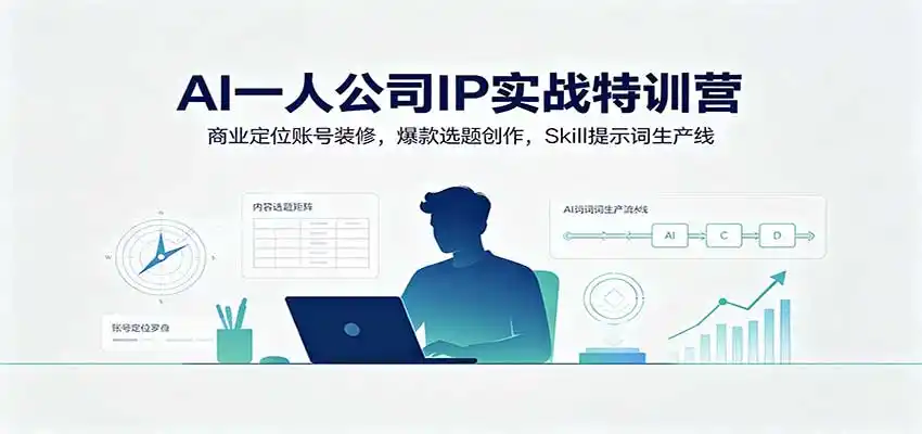 AI一人公司IP实战特训营:商业定位账号装修,爆款选题创作,Skill提示词生产线-云网创