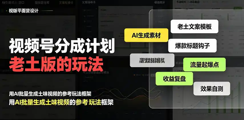 视频号分成计划老土版的玩法,流量爆炸,每天收益300+,纯靠AI生成,越土的玩法,越高级-云网创