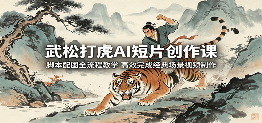 武松打虎AI短片创作课：脚本配图全流程教学，高效完成经典场景视频制作-云网创