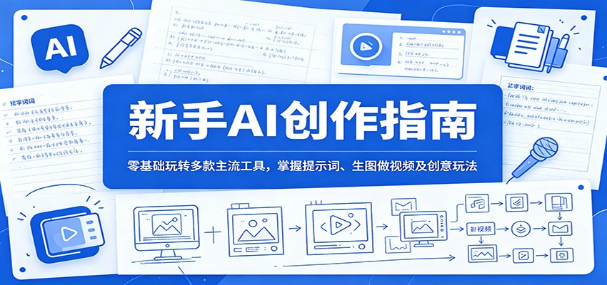 新手AI创作指南：零基础玩转多款主流工具，掌握提示词、生图做视频及创意玩法-云网创