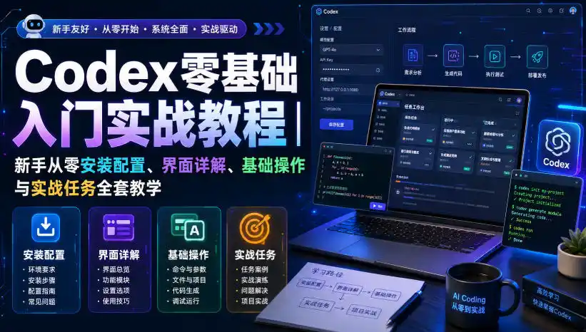 Codex零基础入门实战教程|新手从零安装配置、界面详解、基础操作与实战任务全套教学-云网创