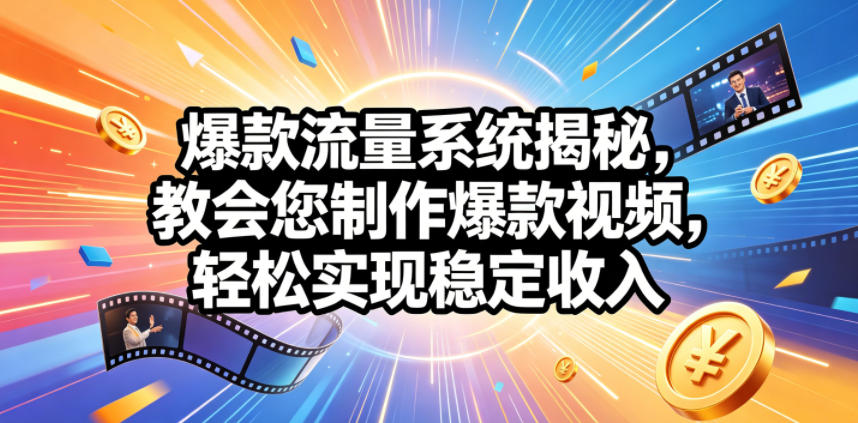 爆款流量系统揭秘，教会您制作爆款视频，轻松实现稳定收入【原创双语字幕】-云网创