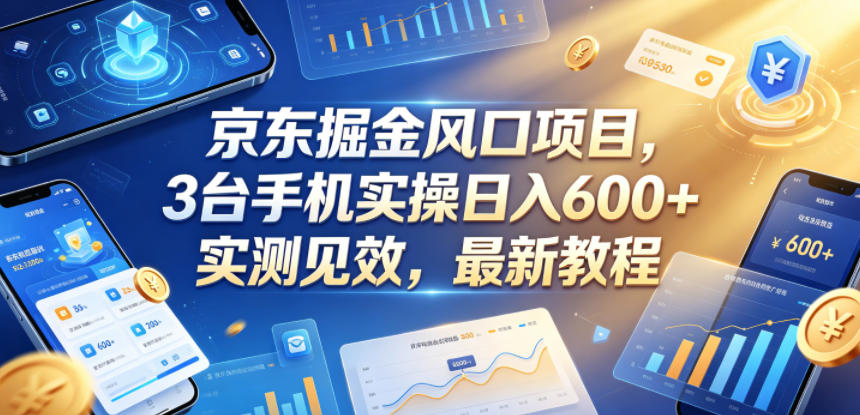 京东掘金风口项目，3台手机实操日入600+，实测见效，最新教程【揭秘】-云网创