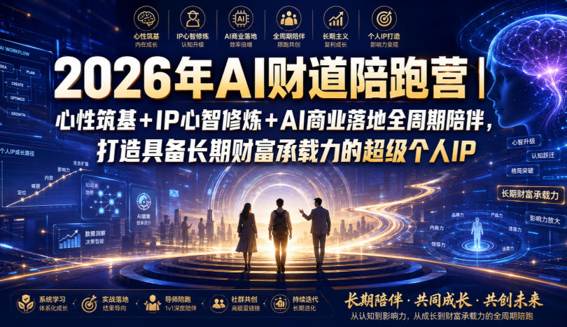 2026年AI财道陪跑营｜心性筑基+IP心智修炼+AI商业落地全周期陪伴，打造具备长期财富承载力的超级个人IP-云网创