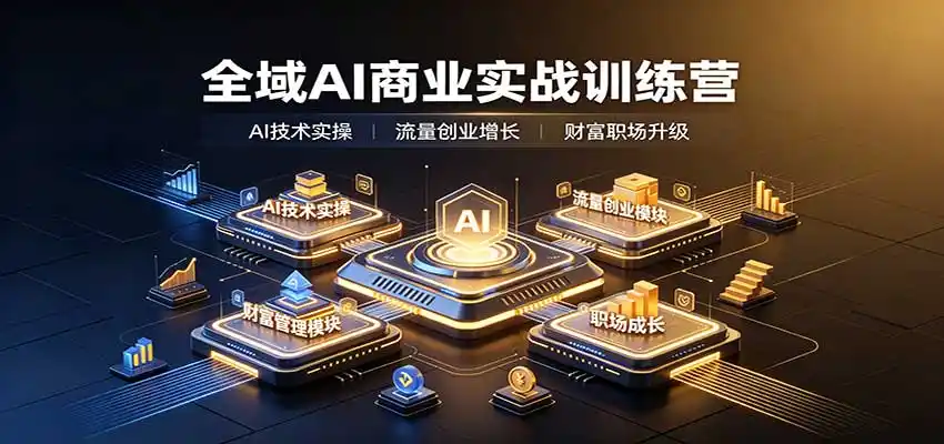 全域AI商业实战训练营:涵盖AI技术实操、流量创业、财富管理与职场成长全体系内容-云网创
