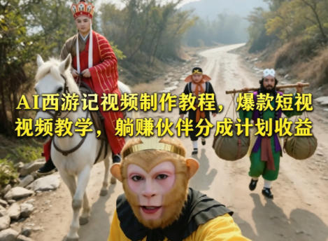 AI西游记视频制作教程，爆款短视频教学，躺賺伙伴分成计划收益-云网创