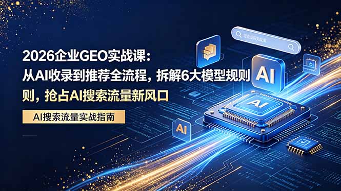 2026 企业GEO实战课：从AI收录到推荐全流程，拆解6大模型规则，抢占 AI 搜索流量新风口-云网创