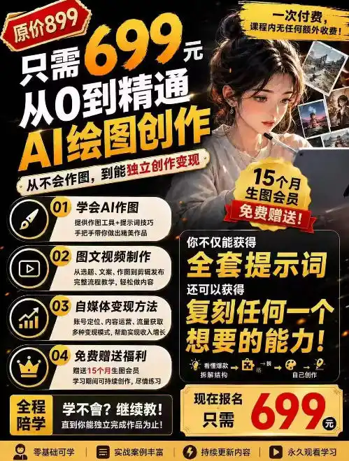 抖音10W粉丝博主的AI绘图教学,从0到精通AI绘图创作,从不会作图到能独立创作变现-云网创