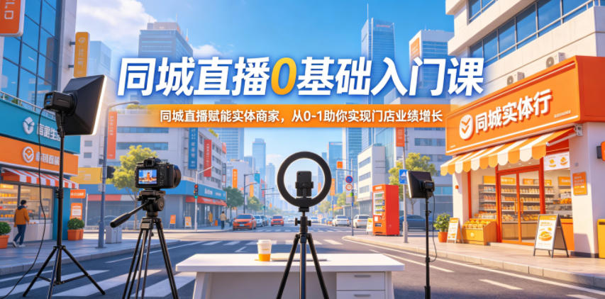 同城直播0基础入门课，同城直播赋能实体商家，从0-1助你实现门店业绩增长-云网创
