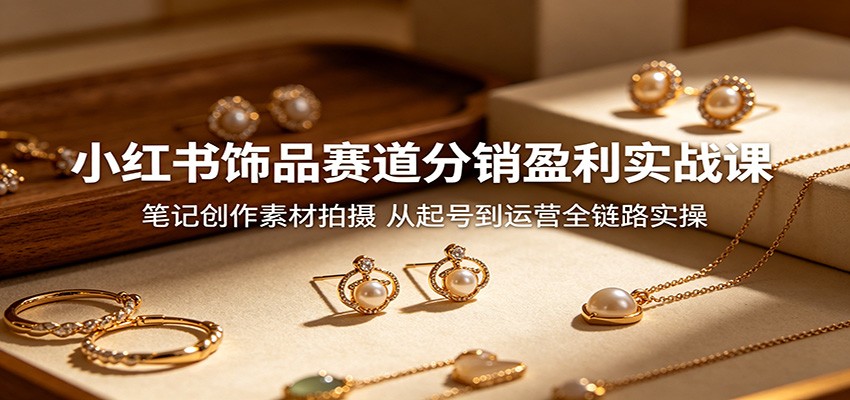 小红书饰品赛道分销盈利实战课：笔记创作素材拍摄，从起号到运营全链路实操-云网创