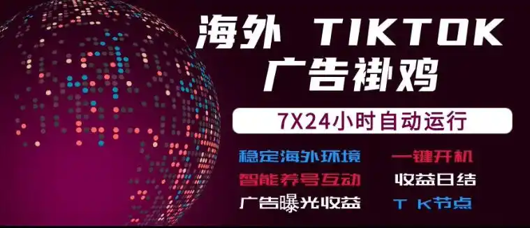 海外TikTok挂G流量变现,7X24自动运行,广告曝光收益,收益日结【揭秘】-云网创