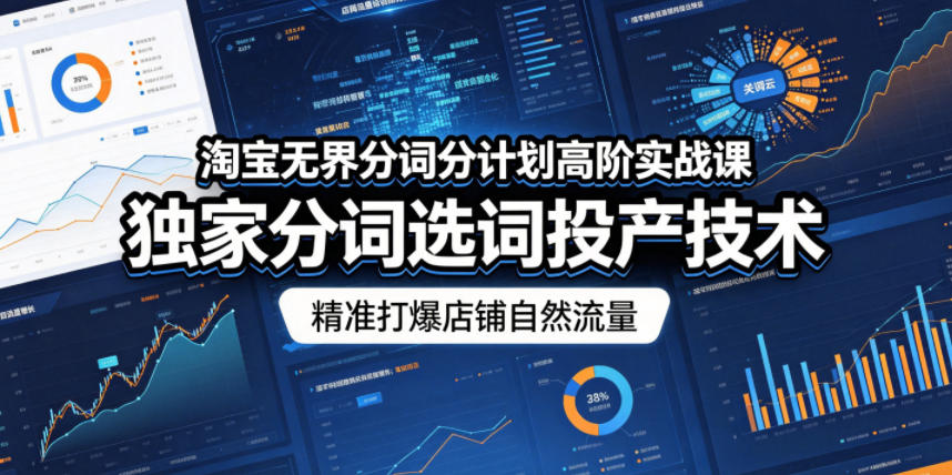 淘宝无界分词分计划高阶实战课，独家分词选词投产技术，精准打爆店铺自然流量-云网创