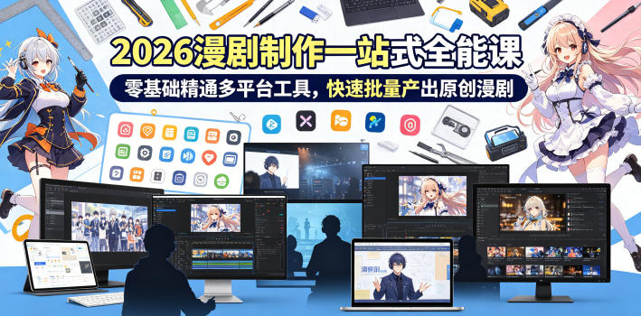 2026 AI漫剧制作一站式全能课，零基础精通多平台工具，快速批量产出原创漫剧-云网创