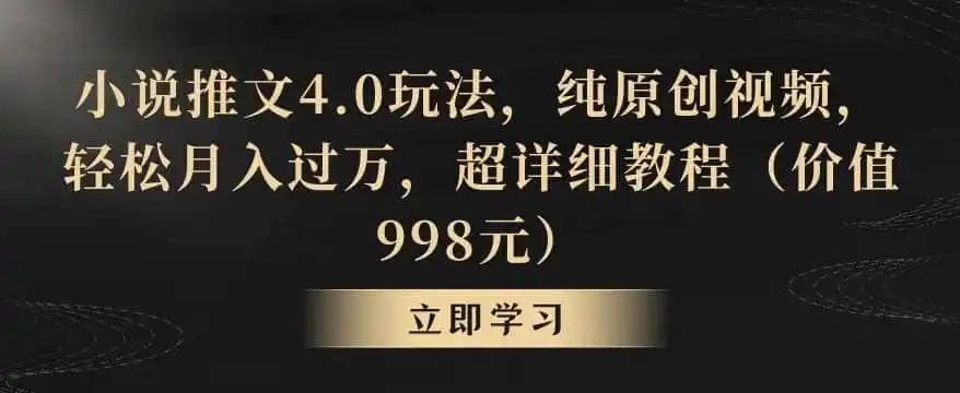 小说推文4.0玩法,纯原创视频,轻松月入过万,超详细教程(价值998元)【揭秘】-云网创