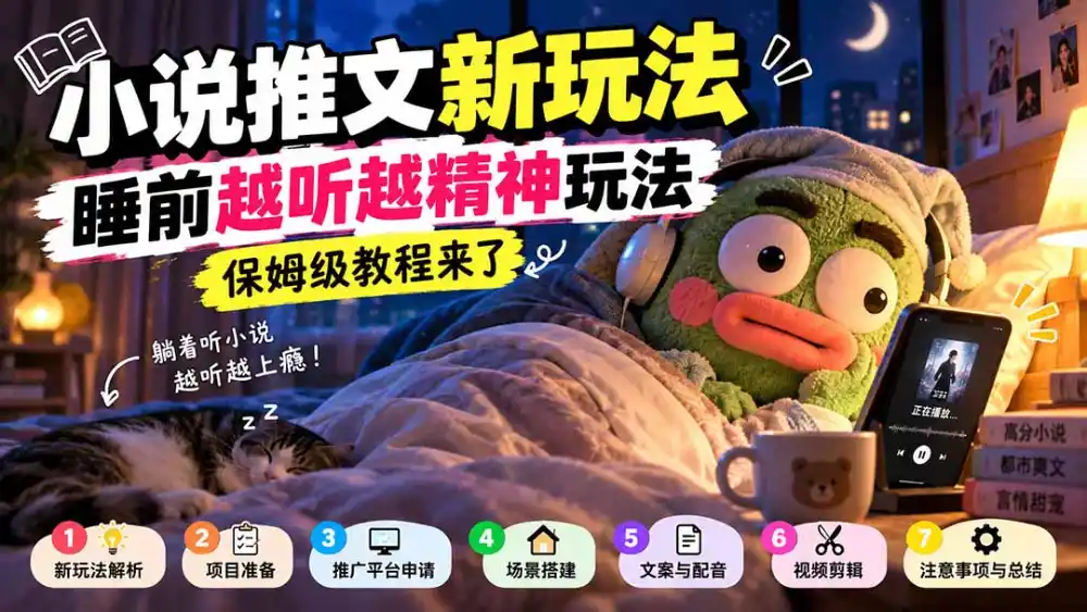 小说推文新玩法，睡前越听越精神玩法，保姆级教程来了-云网创