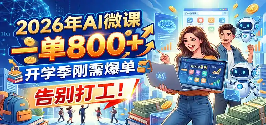 2026年AI微课，一单800+，开学季刚需爆单，告别打工！-云网创