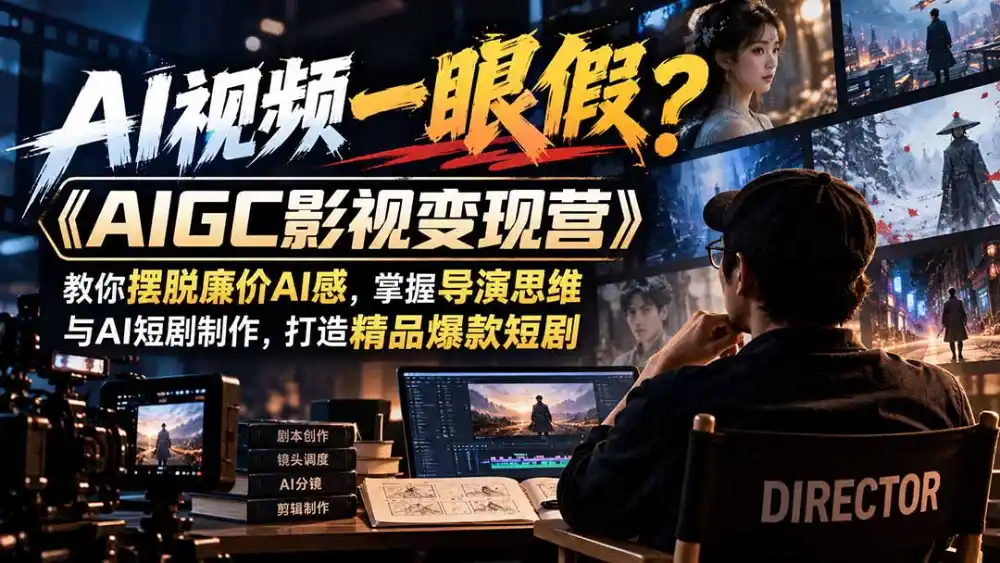 【无水印】AI视频一眼假?《AIGC影视变现营》教你摆脱廉价AI感,掌握导演思维与AI短剧制作,打造精品爆款短剧-云网创