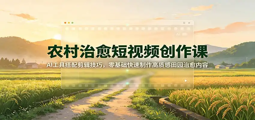 农村治愈短视频创作课:AI工具搭配剪辑技巧,零基础快速制作高质感田园治愈内容-云网创