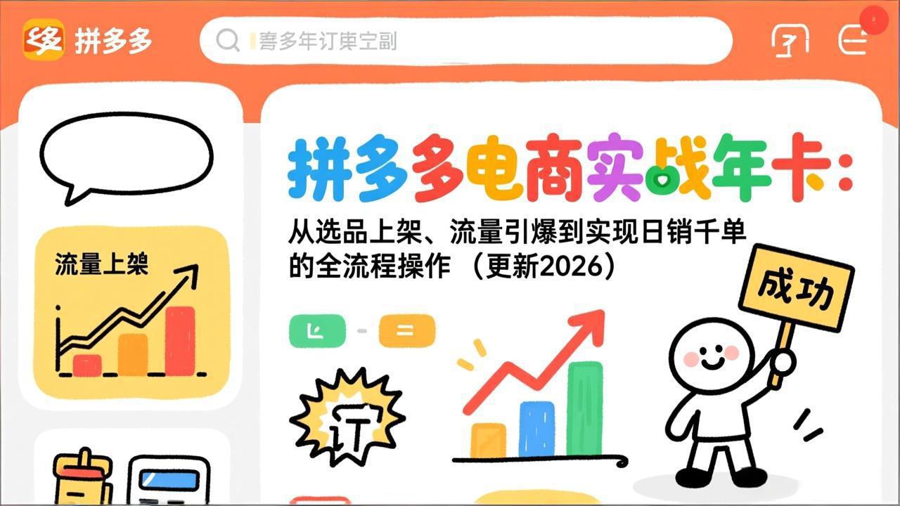 拼多多电商实战年卡:从选品上架、流量引爆到实现日销千单的全流程操作(更新2026年8月-云网创