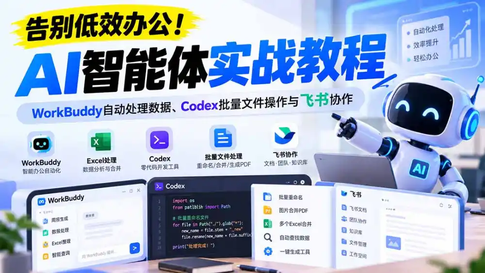 【无水印】告别低效办公!《AI智能体实战教程》WorkBuddy自动处理数据、Codex批量文件操作与飞书协作-云网创