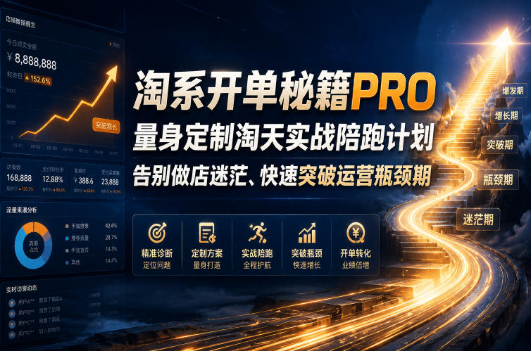 淘系开单秘籍PRO，量身定制淘天实战陪跑计划，告别做店迷茫、快速突破运营瓶颈期(2026年6月22日)-云网创