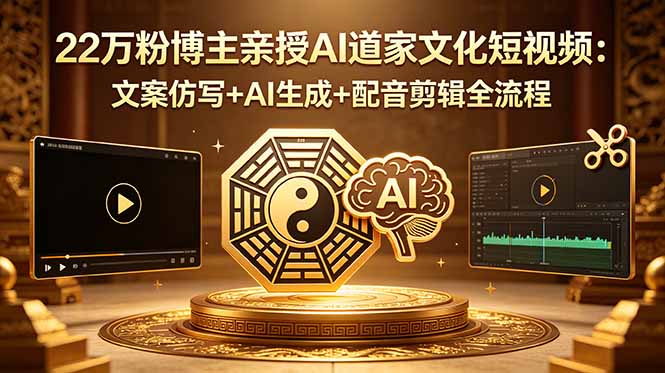 22万粉博主亲授AI道家文化短视频：文案仿写+AI生成+配音剪辑全流程-云网创