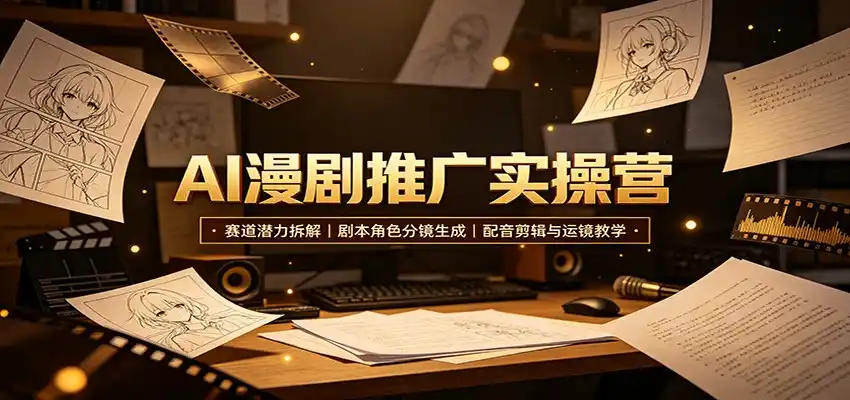 AI漫剧推广实操营:赛道潜力拆解,剧本角色分镜生成,配音剪辑与运镜教学-云网创