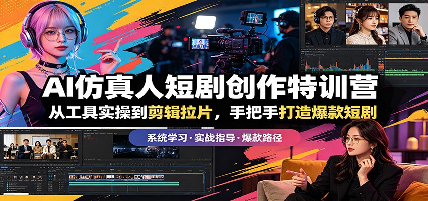 AI仿真人短剧创作特训营：从工具实操到剪辑拉片，手把手打造爆款短剧-云网创