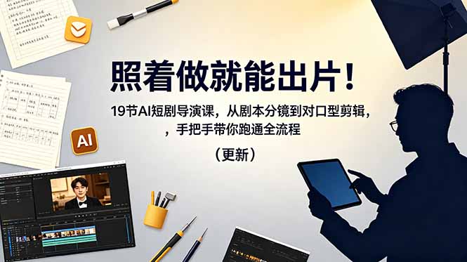 照着做就能出片！19节AI短剧导演课，从剧本分镜到对口型剪辑，手把手带你跑通全流程(更新-云网创
