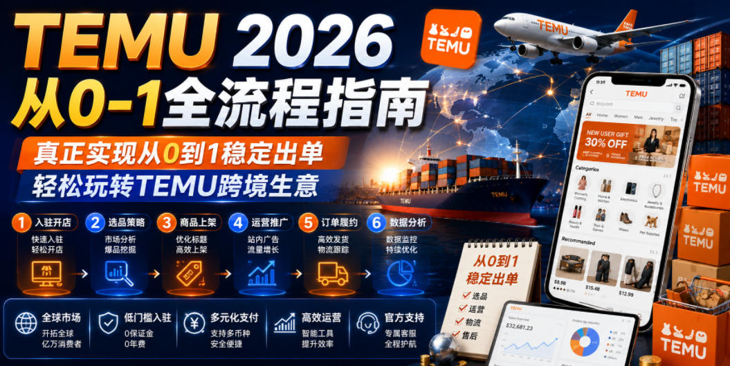 TEMU 2026从0-1全流程指南，真正实现从0到1稳定出单，轻松玩转TEMU跨境生意-云网创