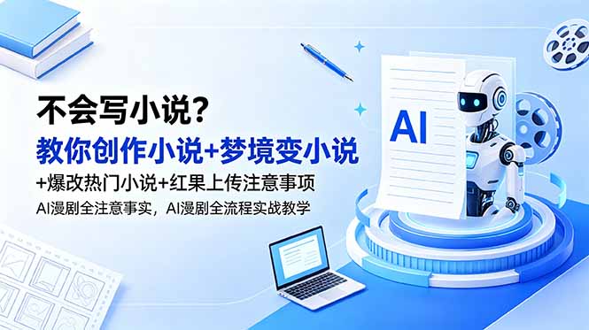 不会写小说？教你创作小说+梦境变小说+爆改热门小说+红果上传注意事项，AI漫剧全流程实战教学-云网创