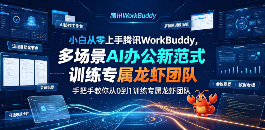 小白从零上手腾讯WorkBuddy，多场景AI办公新范式实战，手把手教你从0到1训练专属龙虾团队-云网创