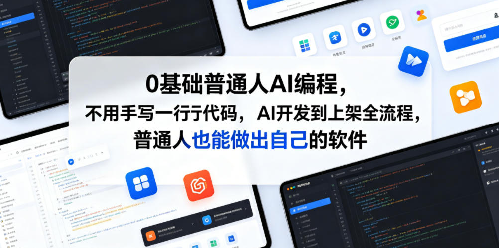 0基础普通人AI编程，不用手写一行代码，AI开发到上架全流程，普通人也能做出自己的软件-云网创