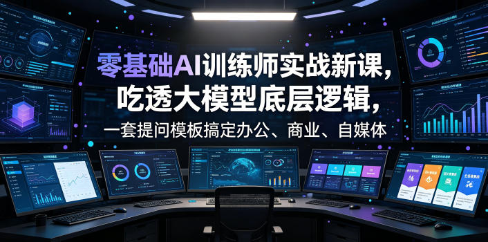 零基础AI训练师实战课,吃透大模型底层逻辑,一套提问模板搞定办公、商业、自媒体、设计、生活全场景AI落地应用-云网创