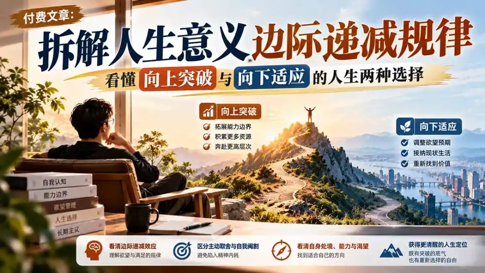 付费文章：拆解人生意义边际递减规律，看懂向上突破与向下适应的人生两种选择-云网创