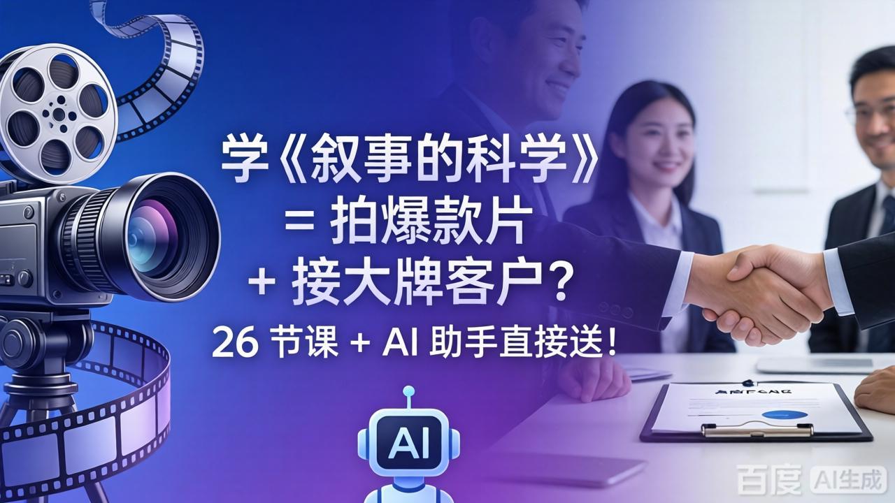 学《叙事的科学》= 拍爆款片 + 接大牌客户？26 节课 + AI 助手直接送！-云网创