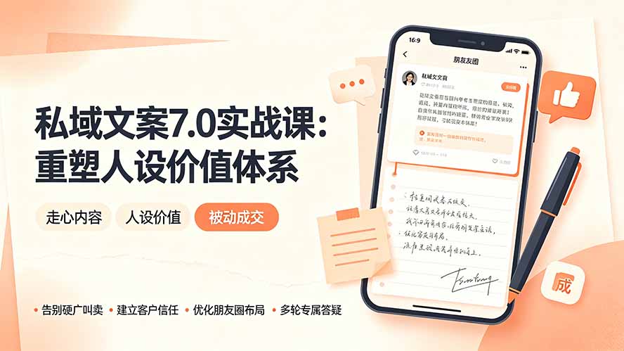 私域文案实战课7.0：重塑人设价值体系｜-告别硬广推销×走心内容×自我价值塑造，实现被动成交-云网创