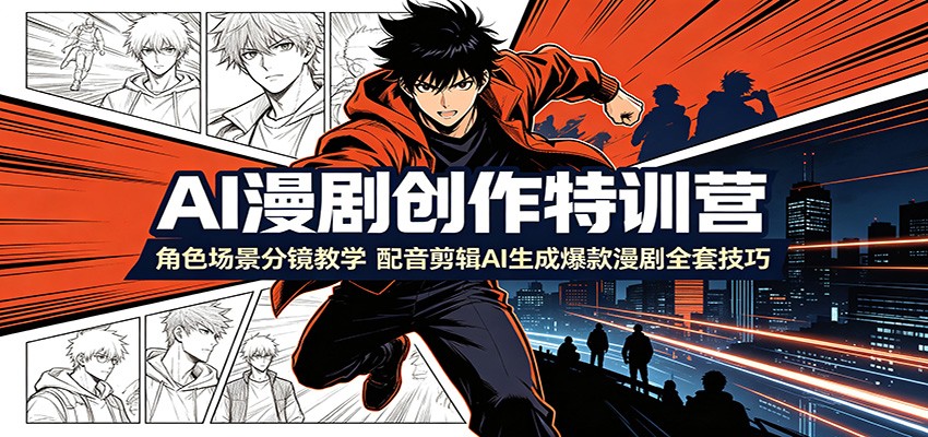 AI漫剧创作特训营：角色场景分镜教学，配音剪辑AI生成爆款漫剧全套技巧-云网创