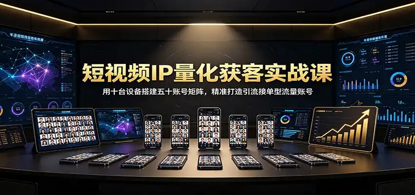 短视频IP量化获客实战课:用十台设备搭建五十账号矩阵,精准打造引流接单型流量账号-云网创