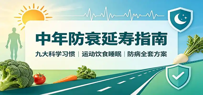 中年防衰延寿指南：九大科学习惯，运动饮食睡眠防病全套方案-云网创