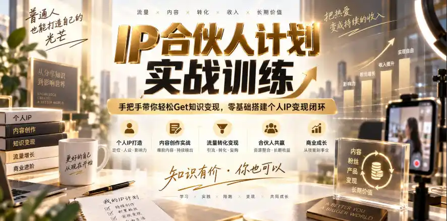 IP合伙人计划实战训练,手把手带你轻松Get知识变现,零基础搭建个人IP变现闭环(更新260908)-云网创